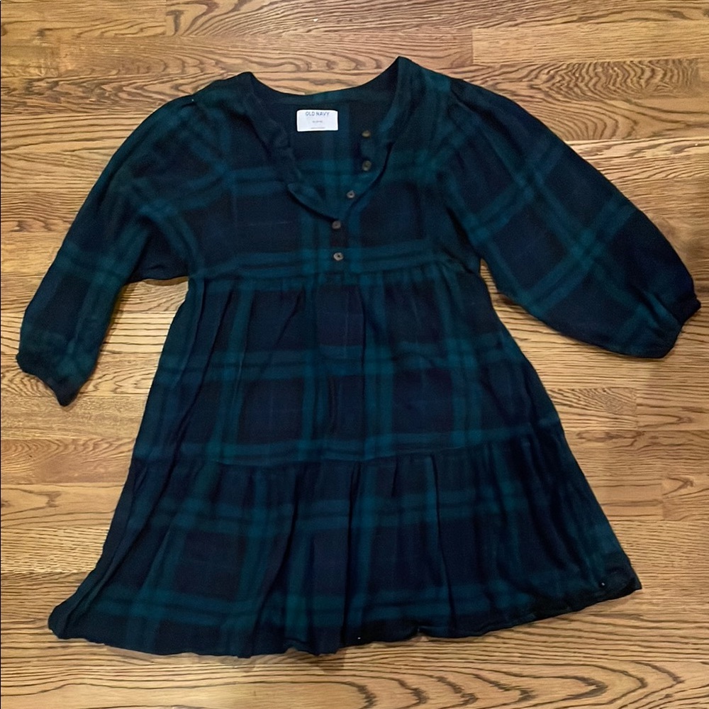 Kids Old Navy Navy and Green Plaid Dress